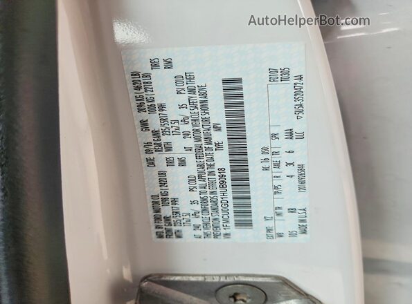 1FMCU0GD1HUB90918 2017 FORD ESCAPE White VIN կոդի պիտակի տեսք