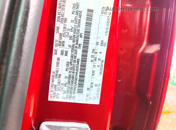 1FMCU0GD1HUD53485 2017 FORD ESCAPE Red 