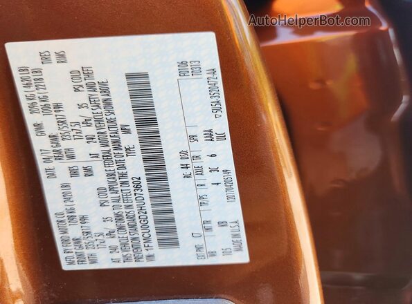 1FMCU0GD2HUD73602 2017 FORD ESCAPE Orange 