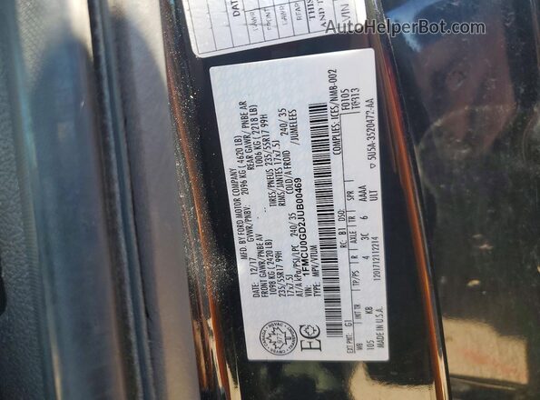 1FMCU0GD2JUB00469 2018 FORD ESCAPE Black VIN კოდის სტიკერის ხედი