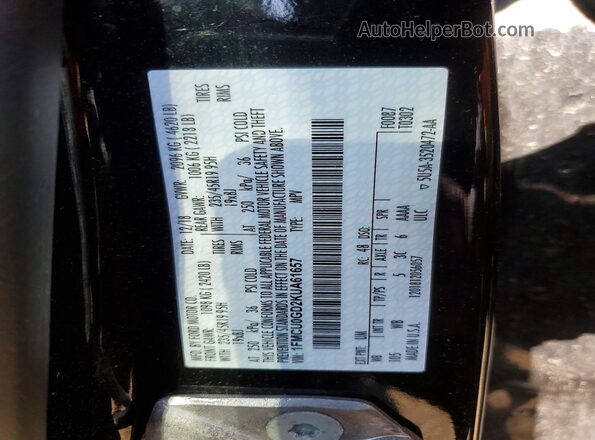 1FMCU0GD2KUA61657 2019 FORD ESCAPE Black Widok wnętrza 360 stopni