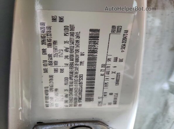 1FMCU0GD3JUB75293 2018 FORD ESCAPE White Widok naklejki z numerem VIN