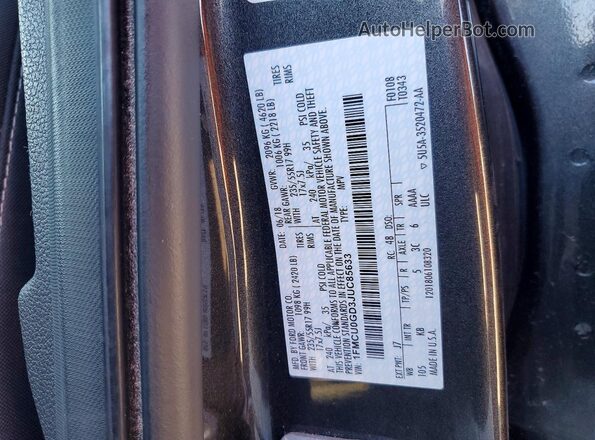 1FMCU0GD3JUC85633 2018 FORD ESCAPE Charcoal Vista interior de 360 grados