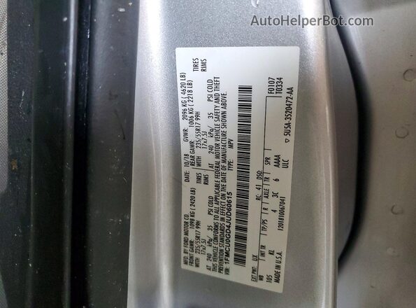 1FMCU0GD4JUD60615 2018 FORD ESCAPE Silver VIN sticker view