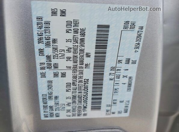 1FMCU0GD5JUD07552 2018 FORD ESCAPE Silver 