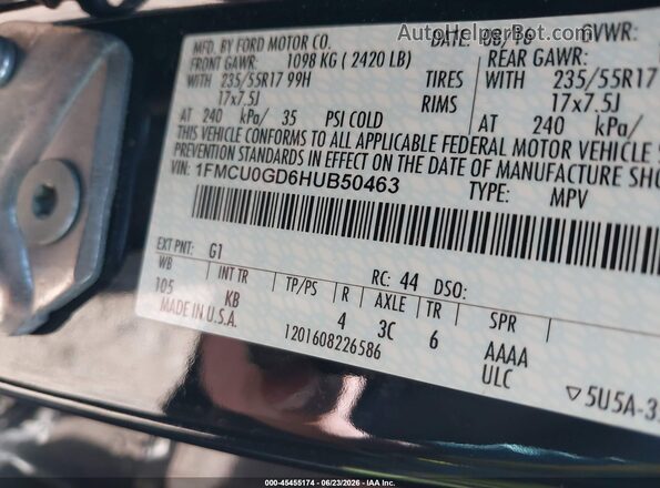 1FMCU0GD6HUB50463 2017 FORD ESCAPE Black Вид підкапотного простору