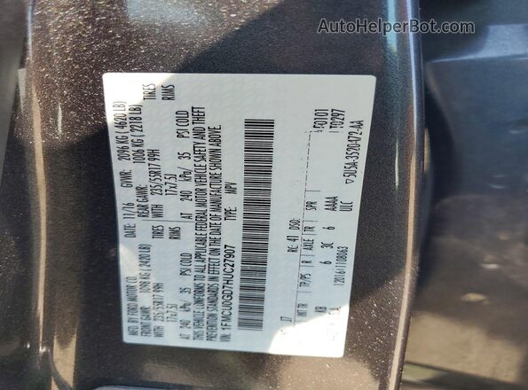 1FMCU0GD7HUC27907 2017 FORD ESCAPE Gray VIN կոդի պիտակի տեսք