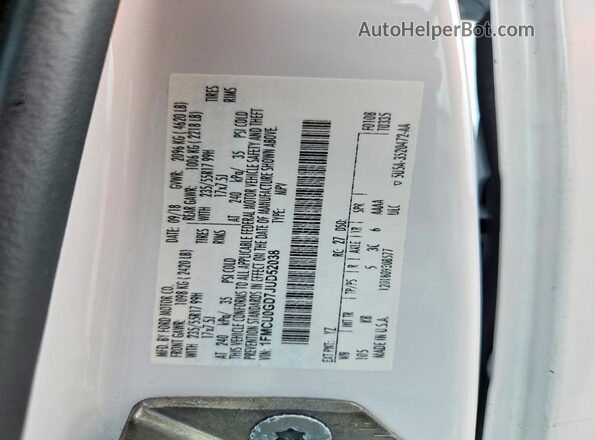 1FMCU0GD7JUD52038 2018 FORD ESCAPE White 360 interior view