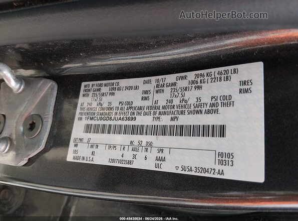 1FMCU0GD8JUA63699 2018 FORD ESCAPE Black Widok komory silnika