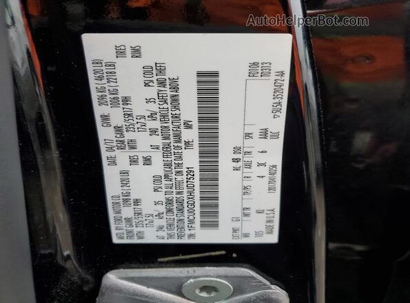 1FMCU0GDXHUD75291 2017 FORD ESCAPE Black VIN կոդի պիտակի տեսք