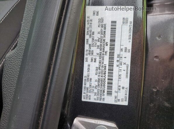 1FMCU0GDXJUB23661 2018 FORD ESCAPE Gray Вид наклейки з VIN-кодом