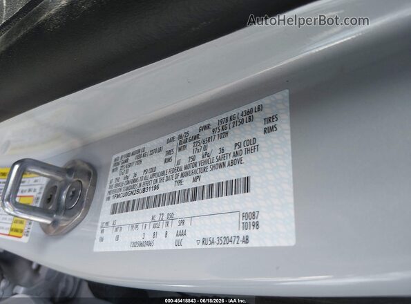 1FMCU0GN2SUB31196 2025 FORD ESCAPE White Widok komory silnika