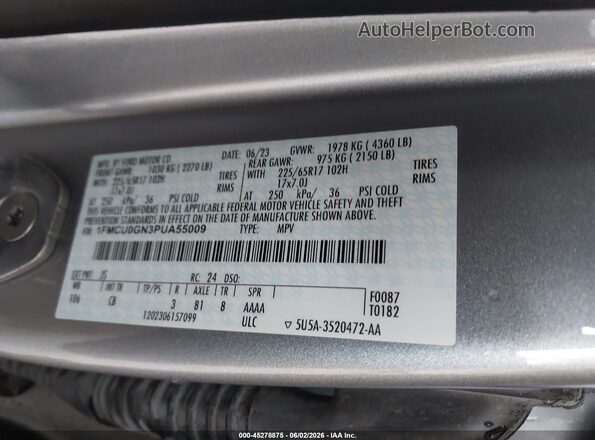 1FMCU0GN3PUA55009 2023 FORD ESCAPE Silver Widok komory silnika