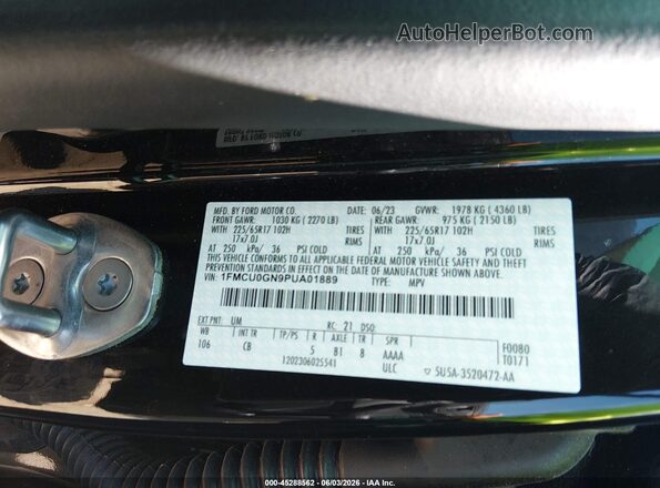 1FMCU0GN9PUA01889 2023 FORD ESCAPE Black Vista del compartimento del motor