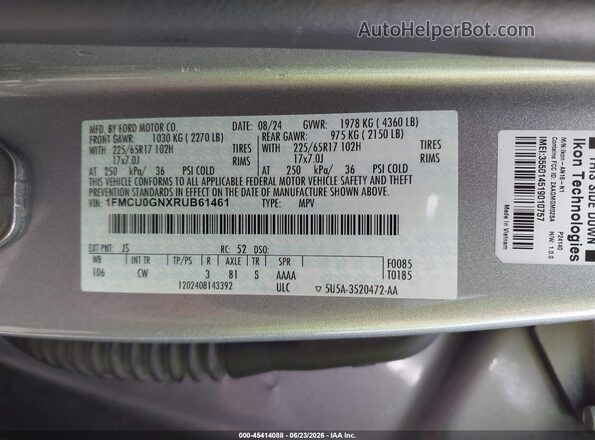 1FMCU0GNXRUB61461 2024 FORD ESCAPE Silver Շարժիչի բաժամունքի տեսք