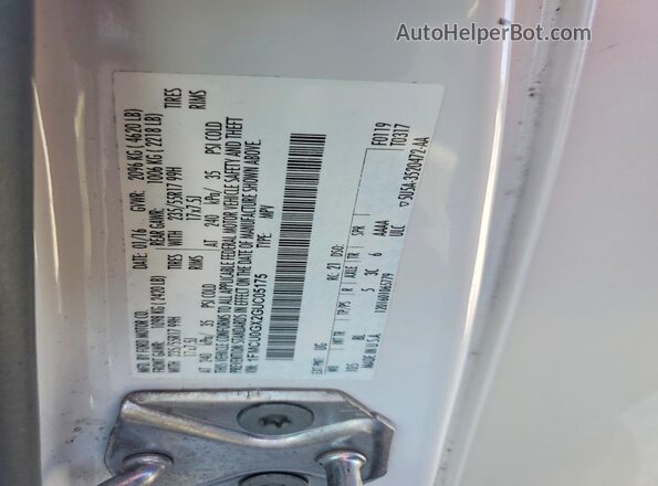 1FMCU0GX2GUC05175 2016 FORD ESCAPE Белый Вид наклейки с VIN-кодом
