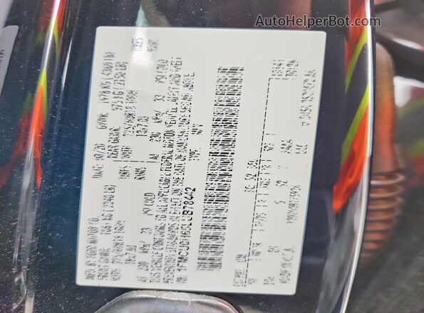 1FMCU0H65LUB78442 2020 FORD ESCAPE Black Vista de la etiqueta del VIN