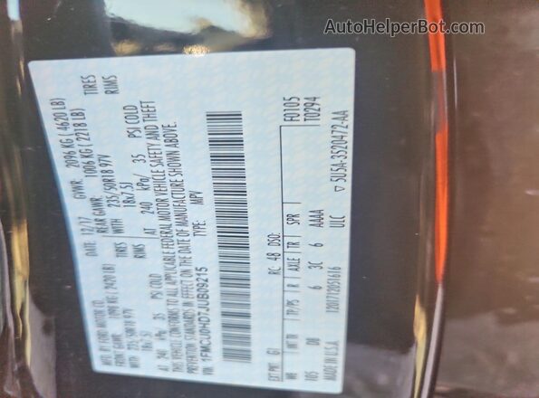 1FMCU0HD7JUB09215 2018 FORD ESCAPE Black VIN sticker view