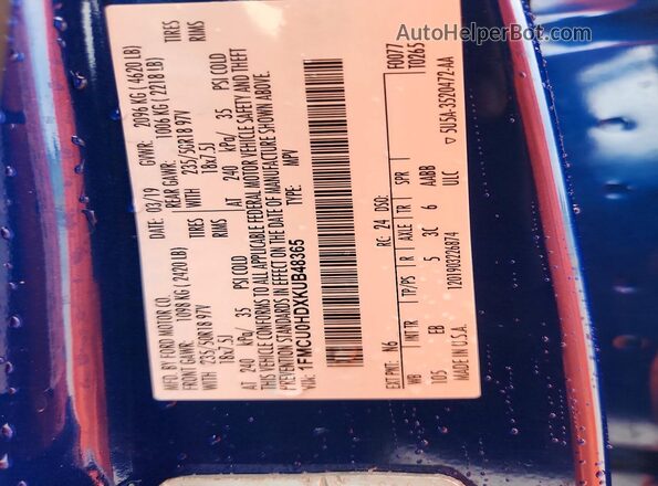 1FMCU0HDXKUB48365 2019 FORD ESCAPE Blue 
