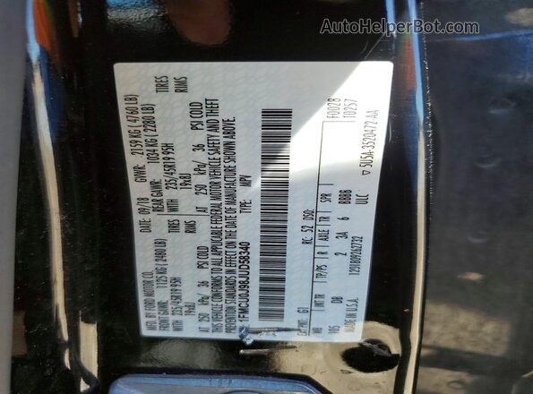 1FMCU0J98JUD58340 2018 FORD ESCAPE Black VIN კოდის სტიკერის ხედი
