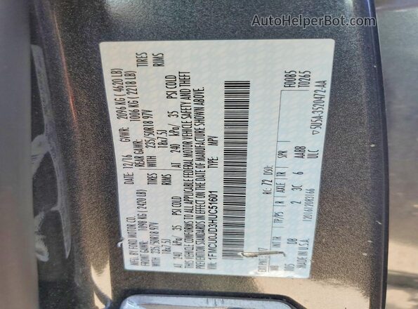 1FMCU0JD3HUC51601 2017 FORD ESCAPE Charcoal Widok naklejki z numerem VIN