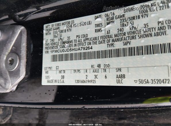 1FMCU0JD5HUA79264 2017 FORD ESCAPE Black ძრავის განყოფილების ხედი