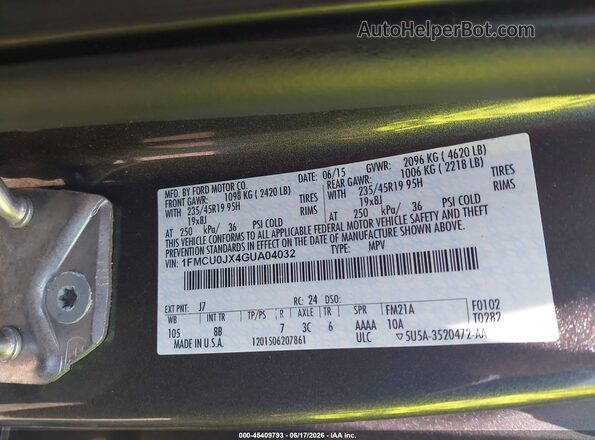 1FMCU0JX4GUA04032 2016 FORD ESCAPE Серый Вид подкапотного пространства
