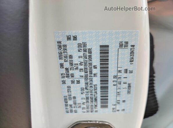 1FMCU0MN3TUA18315 2026 FORD ESCAPE White VIN კოდის სტიკერის ხედი
