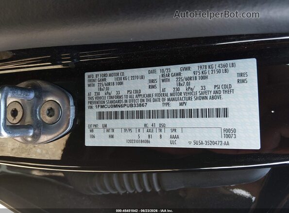 1FMCU0MN6PUB33867 2023 FORD ESCAPE Black ძრავის განყოფილების ხედი