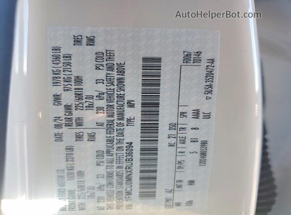 1FMCU0MNXRUB36094 2024 FORD ESCAPE White ძრავის განყოფილების ხედი