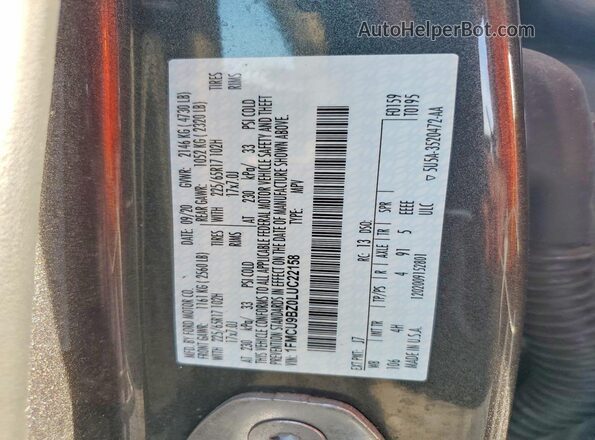 1FMCU9BZ0LUC22158 2020 FORD ESCAPE Gray 