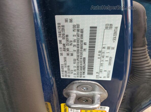 1FMCU9BZ9LUA49899 2020 FORD ESCAPE Blue VIN კოდის სტიკერის ხედი