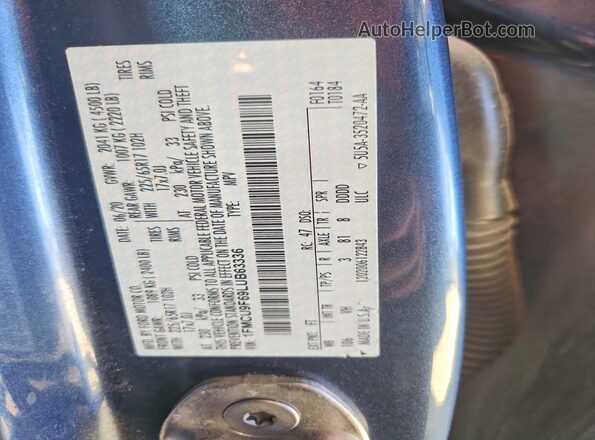 1FMCU9F69LUB63336 2020 FORD ESCAPE Blue Widok wnętrza 360 stopni