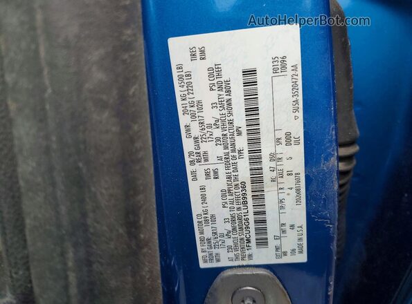 1FMCU9G61LUB99360 2020 FORD ESCAPE Blue VIN կոդի պիտակի տեսք