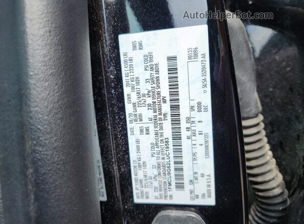 1FMCU9G62LUC19583 2020 FORD ESCAPE Black Vista de la etiqueta del VIN