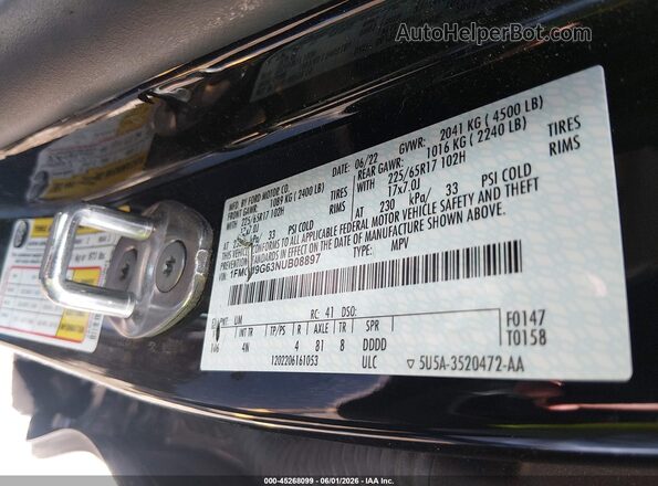 1FMCU9G63NUB08897 2022 FORD ESCAPE Black 