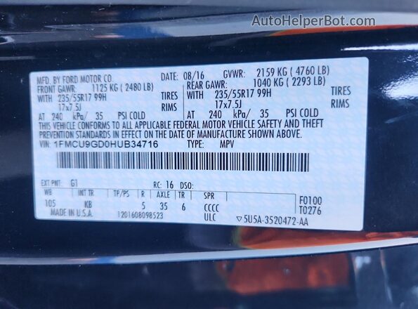 1FMCU9GD0HUB34716 2017 FORD ESCAPE Black 
