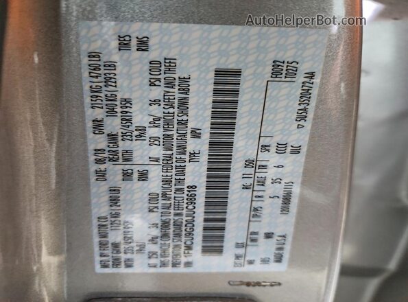 1FMCU9GD0JUC98618 2018 FORD ESCAPE Gray სალონის 360-გრადუსიანი ხედი