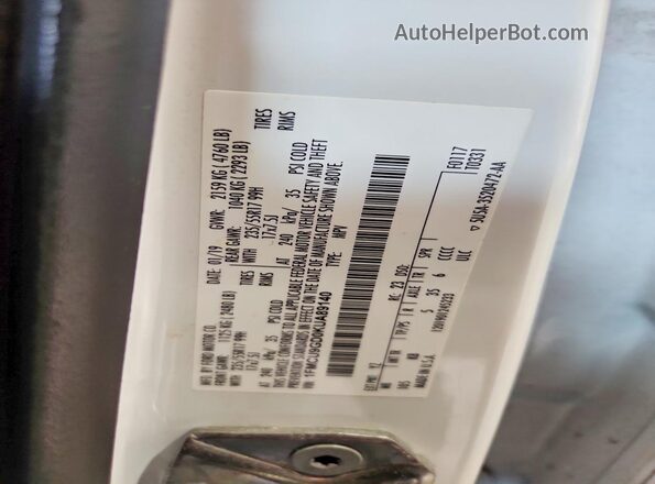 1FMCU9GD0KUA89140 2019 FORD ESCAPE White Widok naklejki z numerem VIN