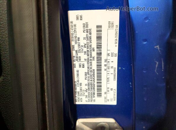 1FMCU9GD1JUC05430 2018 FORD ESCAPE Blue Vista interior de 360 grados