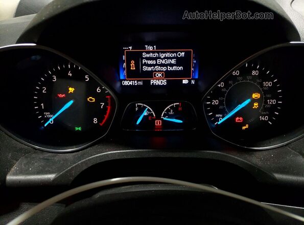 1FMCU9GD1KUB03885 2019 FORD ESCAPE Gray Вид щитка приладів