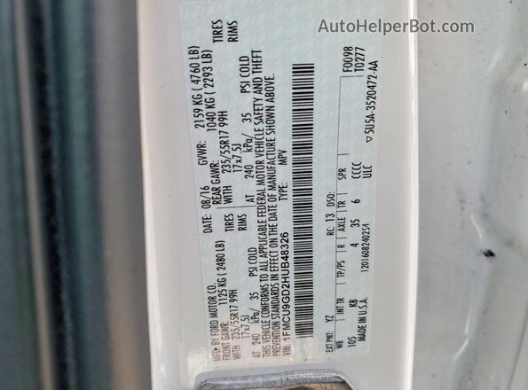 1FMCU9GD2HUB48326 2017 FORD ESCAPE White 