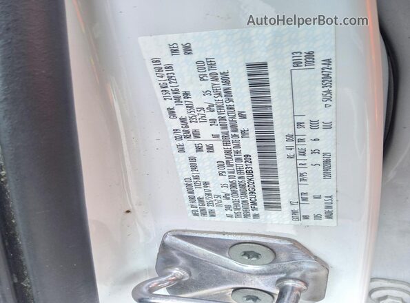 1FMCU9GD2KUB31209 2019 FORD ESCAPE White Vista de la etiqueta del VIN
