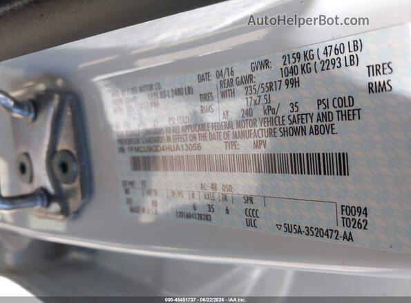 1FMCU9GD4HUA13056 2017 FORD ESCAPE White Вид підкапотного простору