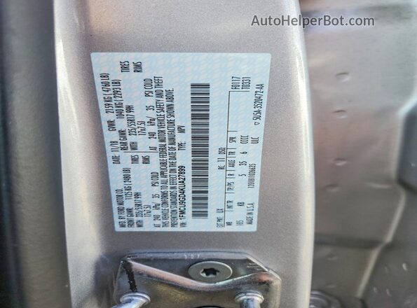 1FMCU9GD4KUA27899 2019 FORD ESCAPE Silver Vista interior de 360 grados