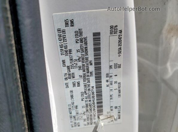 1FMCU9GD5HUB38714 2017 FORD ESCAPE Белый Вид наклейки с VIN-кодом