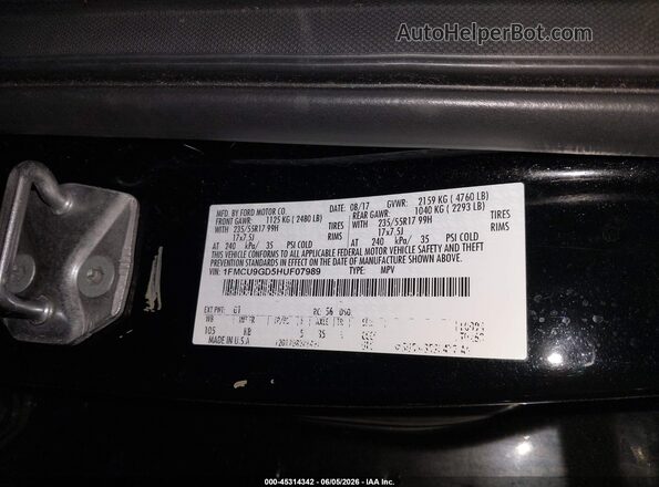 1FMCU9GD5HUF07989 2017 FORD ESCAPE Black Vista del compartimento del motor