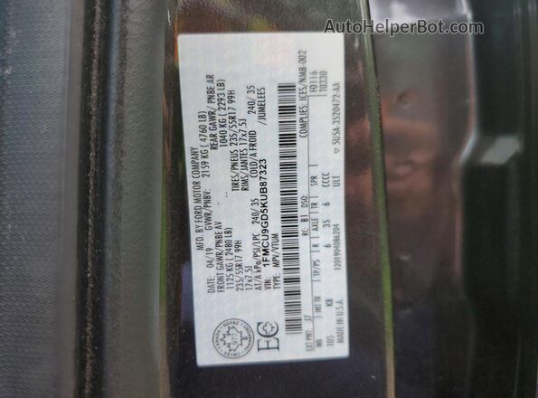 1FMCU9GD5KUB87323 2019 FORD ESCAPE Gray VIN sticker view
