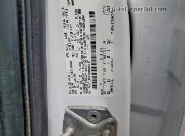 1FMCU9GD6HUA54871 2017 FORD ESCAPE White Вид наклейки з VIN-кодом