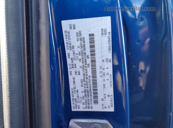 1FMCU9GD6HUC70719 2017 FORD ESCAPE Blue 360 interior view